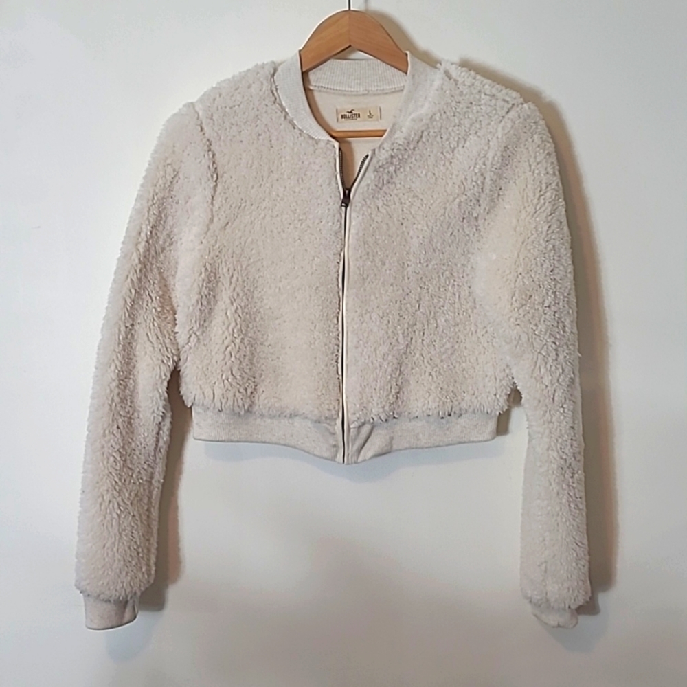 Ivory Cropped Sherpa Jacket